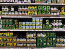 Cans of vegetables line the grocery shelves on Wednesday, Nov. 8, 2023.