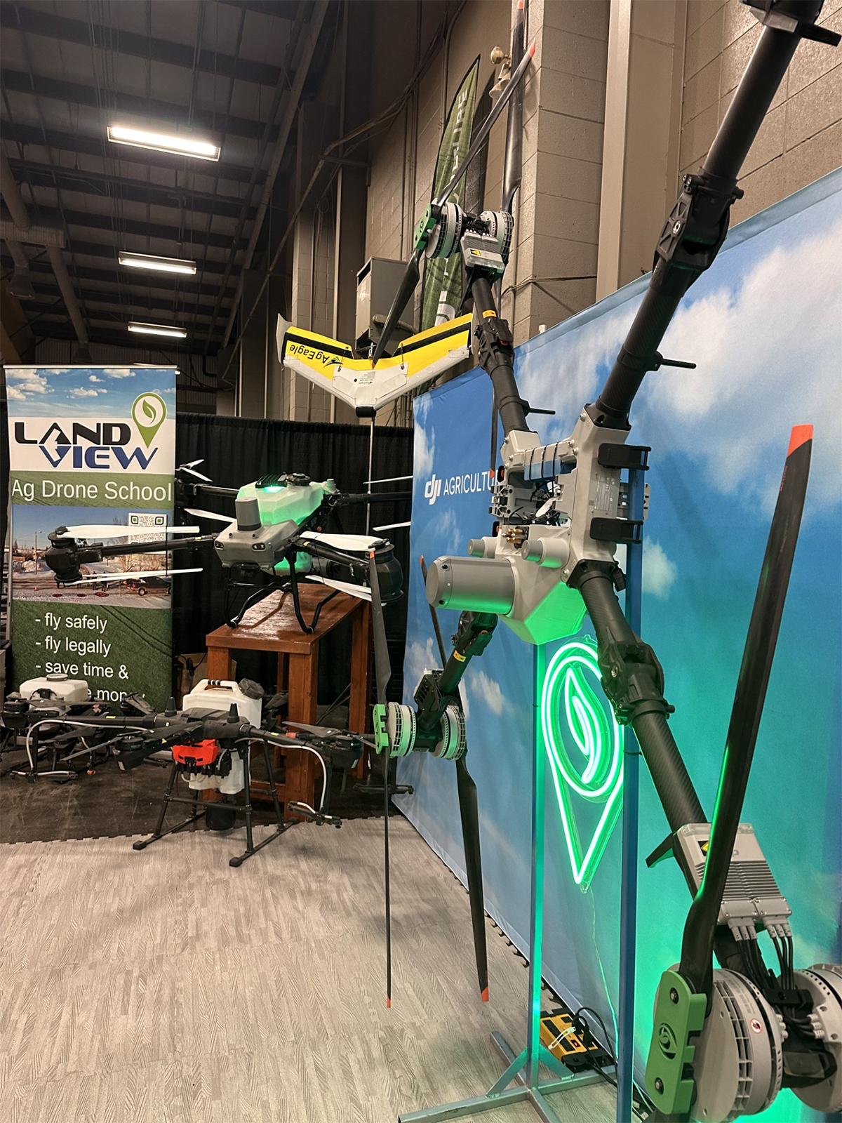 A spray drone on display at the Canadian Agricultural Drone Association conference trade show. Photo: Mary MacArthur