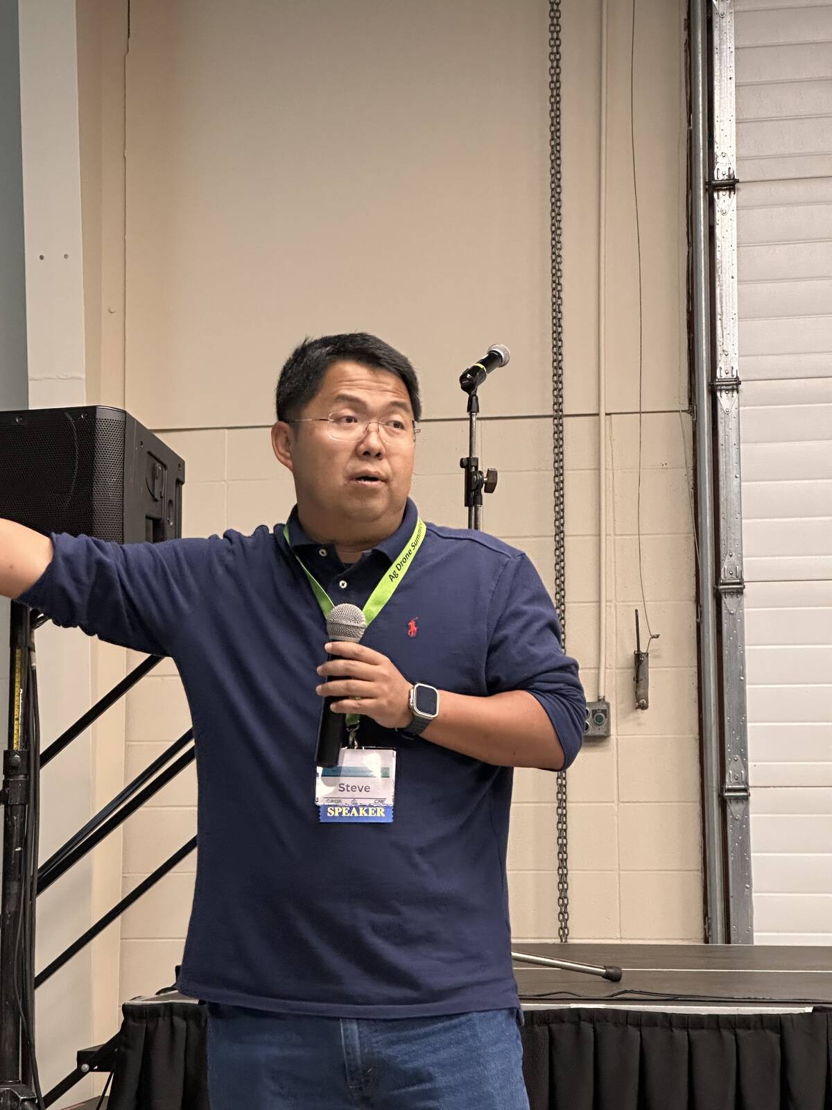 Steve Li speaks at the inaugural Canadian Agricultural Drone Association conference.